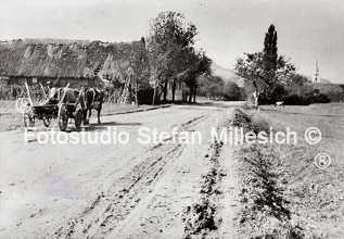 Ortsansicht mit Ochsemwagen